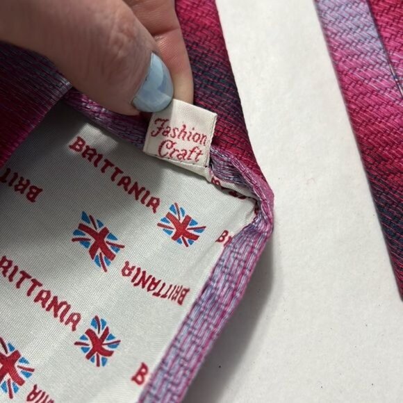 Vintage Striped Tie With Union Jack Lining In Pink Purple - Picture 3 of 9
